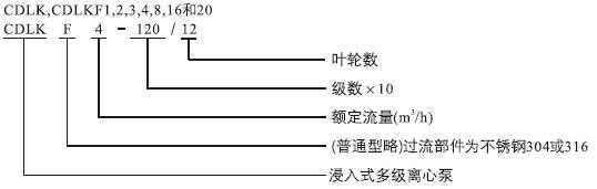 CDLK，CDLKF浸入式多級離心泵型號定義